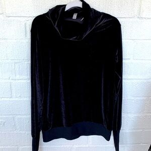 Maaji Crushed Velvet Black Cowl Neck Turtleneck Activewear Sweatshirt size M